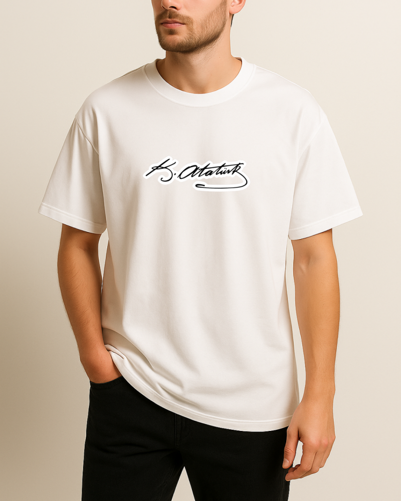 K. Atatürk İmzası  Baskılı T-Shirt - Görsel 2