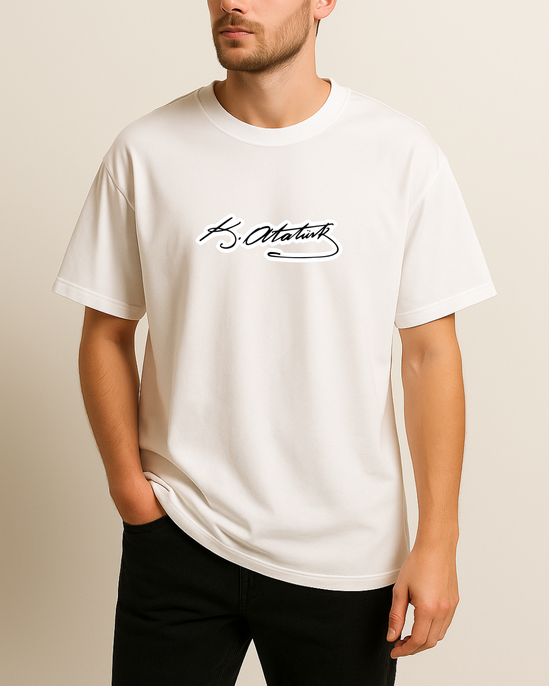 K. Atatürk İmzası  Baskılı T-Shirt - Görsel 2