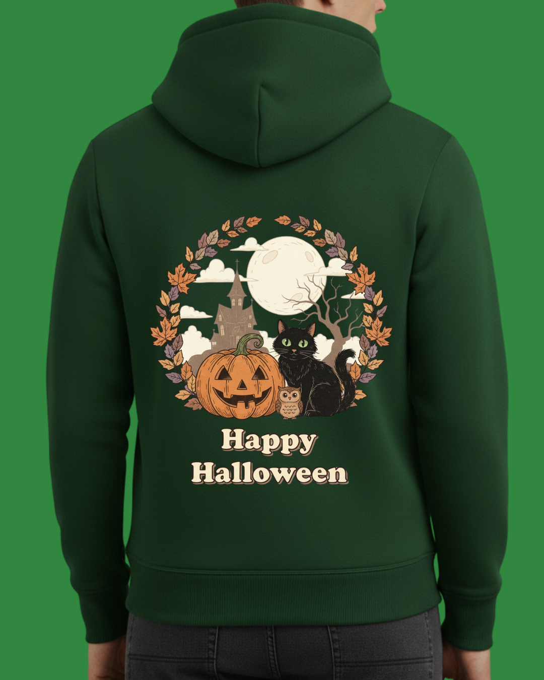 Happy Hallowen- Balkabağı/Kedi ve Baykuş Baskılı Sweatshirt - Görsel 21
