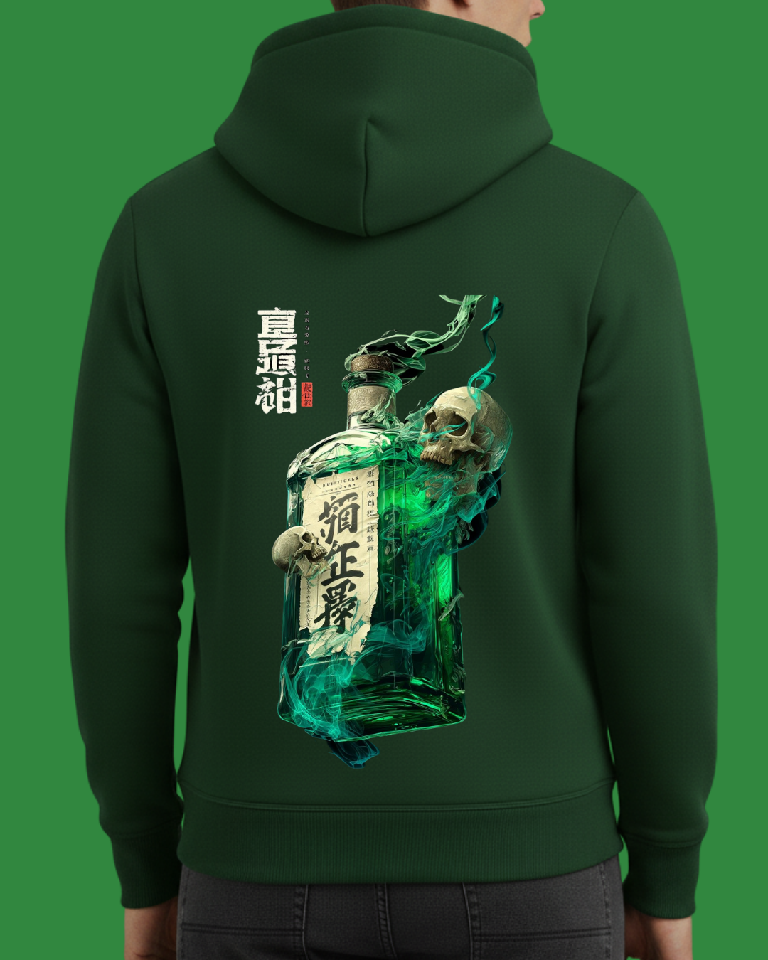 Yeşil Şişe ve Kuru Kafa Baskılı Sweatshirt - Görsel 17