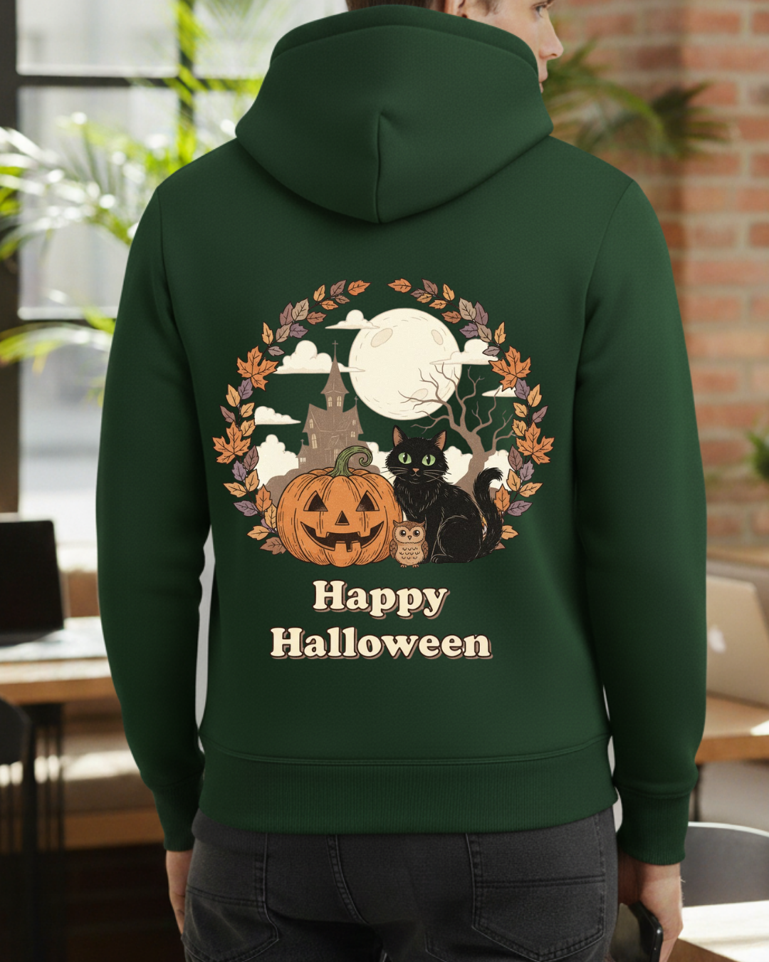 Happy Hallowen- Balkabağı/Kedi ve Baykuş Baskılı Sweatshirt - Görsel 23