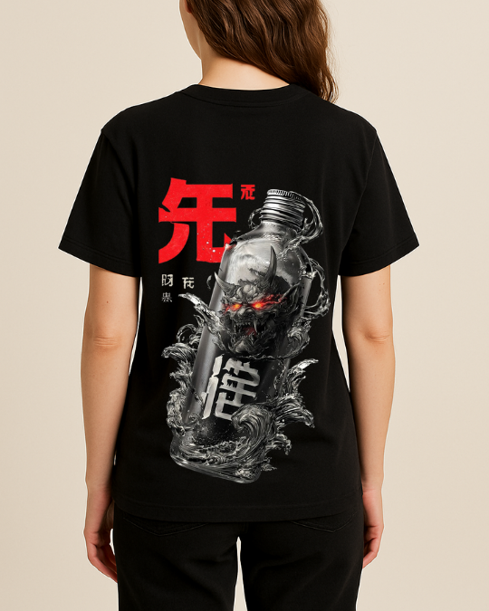 Şişede Şeytan Baskılı T-Shirt - Görsel 8