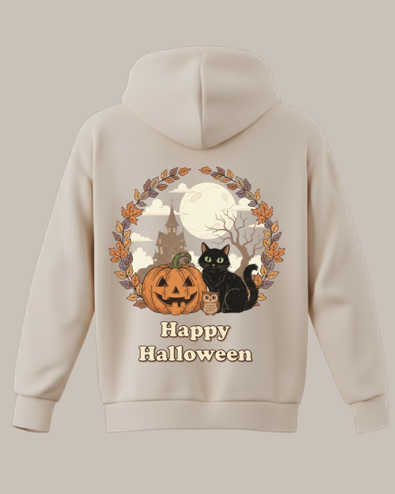 Happy Hallowen- Balkabağı/Kedi ve Baykuş Baskılı Sweatshirt - Görsel 25
