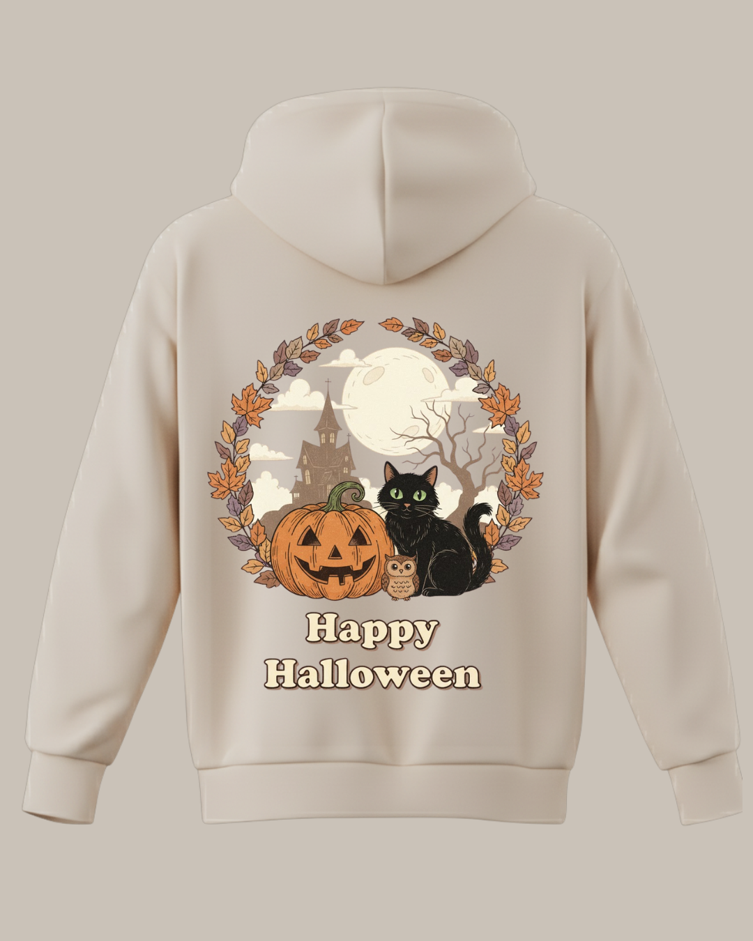 Happy Hallowen- Balkabağı/Kedi ve Baykuş Baskılı Sweatshirt - Görsel 25