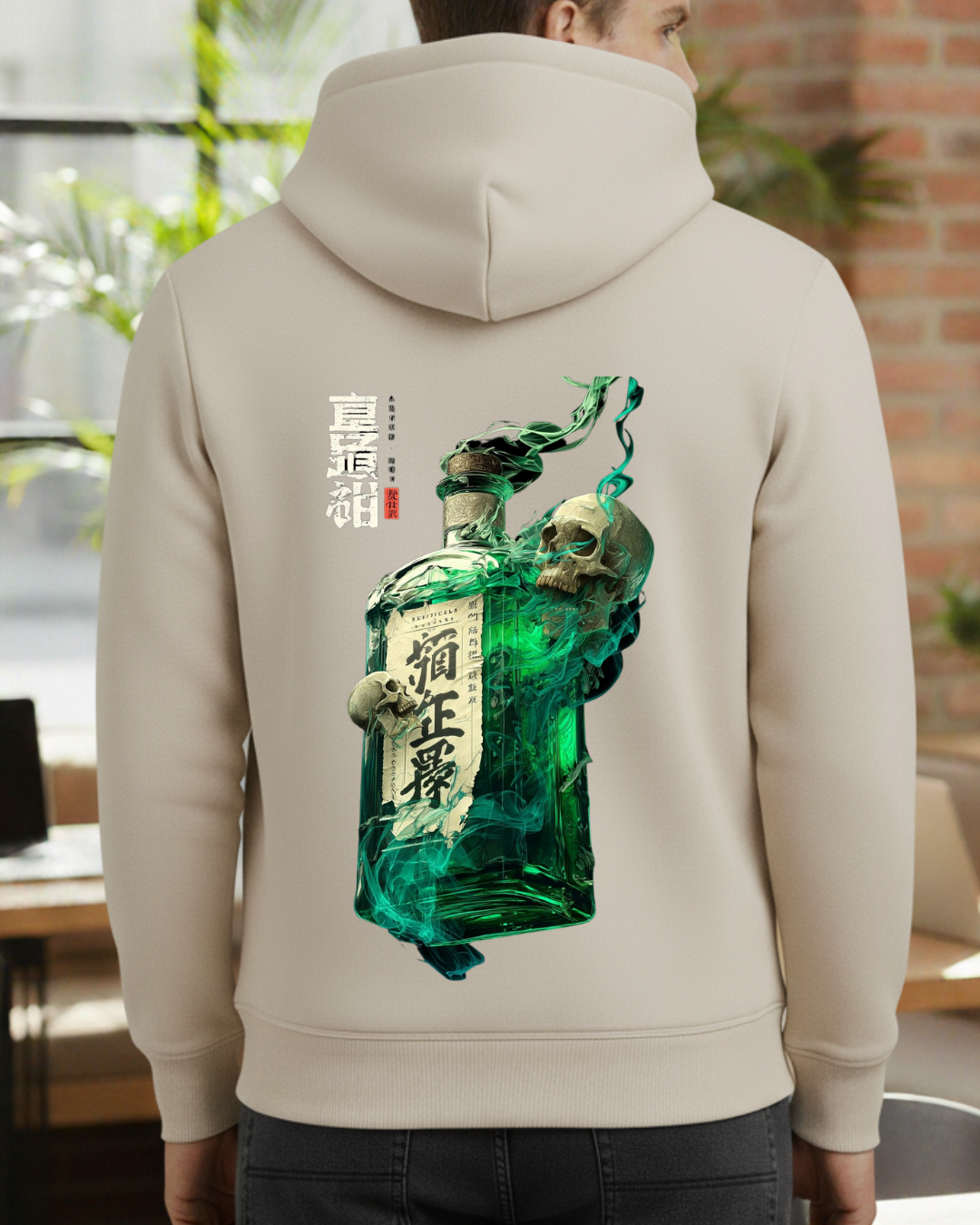 Yeşil Şişe ve Kuru Kafa Baskılı Sweatshirt - Görsel 5