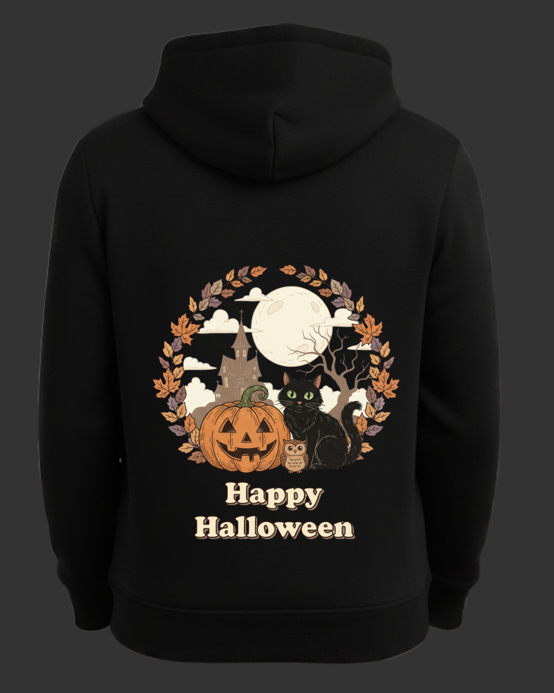 Happy Hallowen- Balkabağı/Kedi ve Baykuş Baskılı Sweatshirt