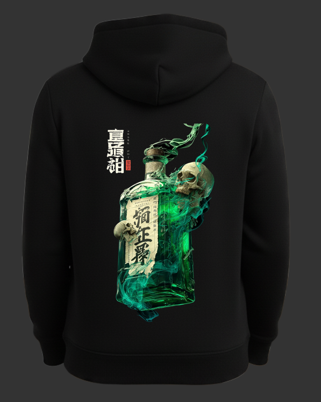 Yeşil Şişe ve Kuru Kafa Baskılı Sweatshirt