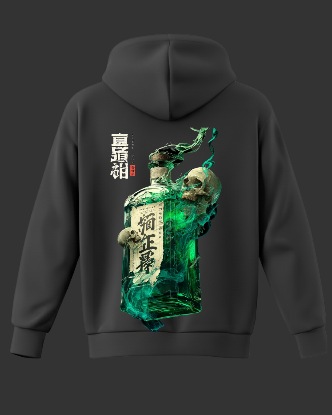 Yeşil Şişe ve Kuru Kafa Baskılı Sweatshirt - Görsel 4