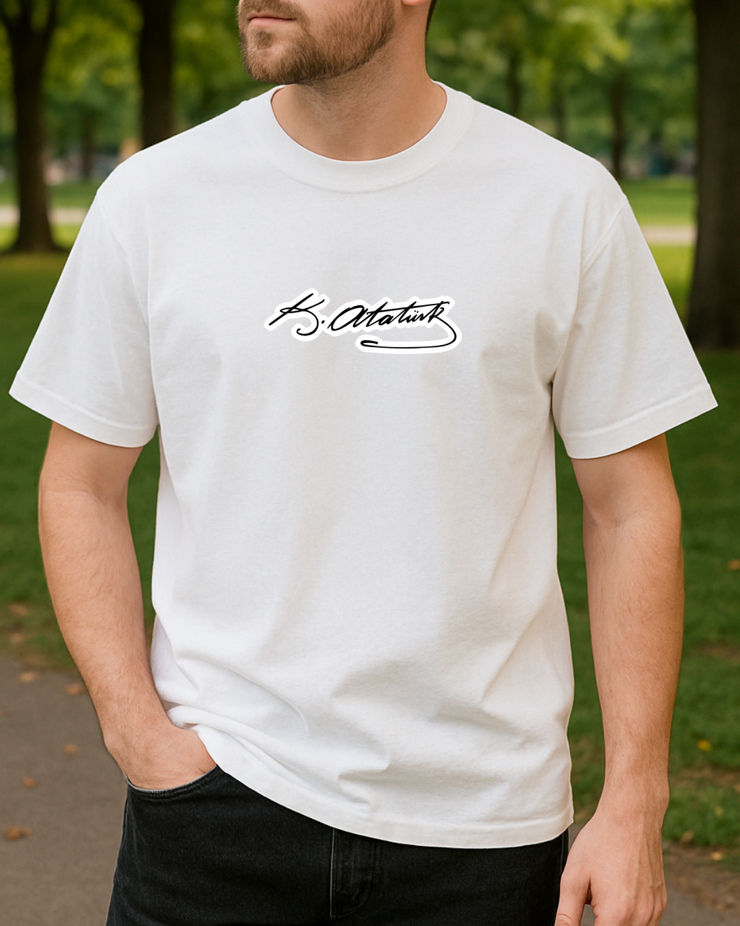 K. Atatürk İmzası  Baskılı T-Shirt - Görsel 4