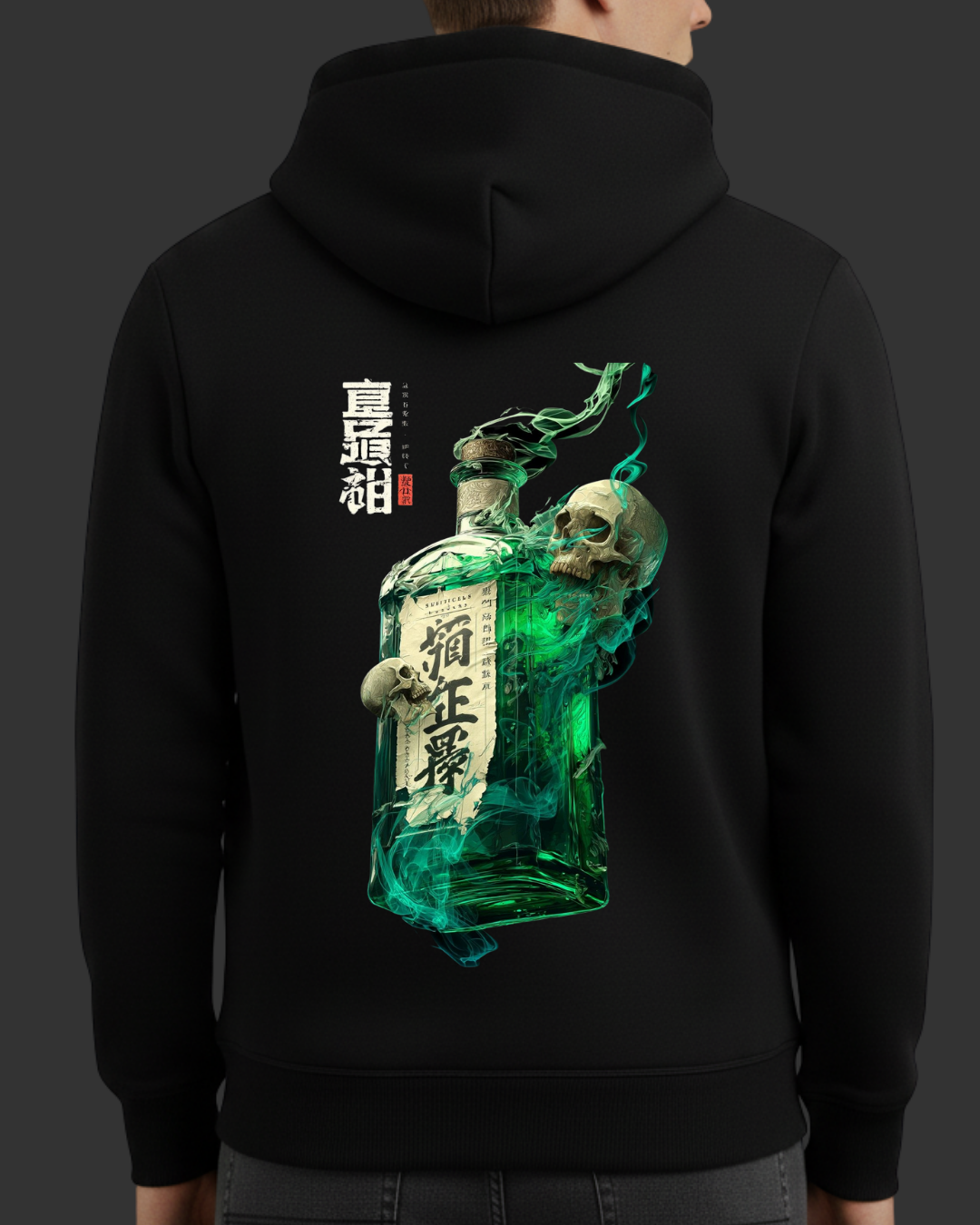 Yeşil Şişe ve Kuru Kafa Baskılı Sweatshirt - Görsel 13