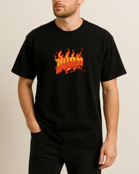 Burn Baskılı T-Shirt - Görsel 4