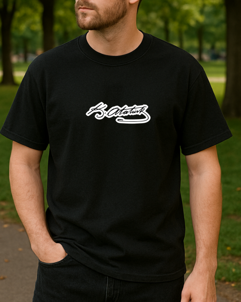 K. Atatürk İmzası  Baskılı T-Shirt - Görsel 7