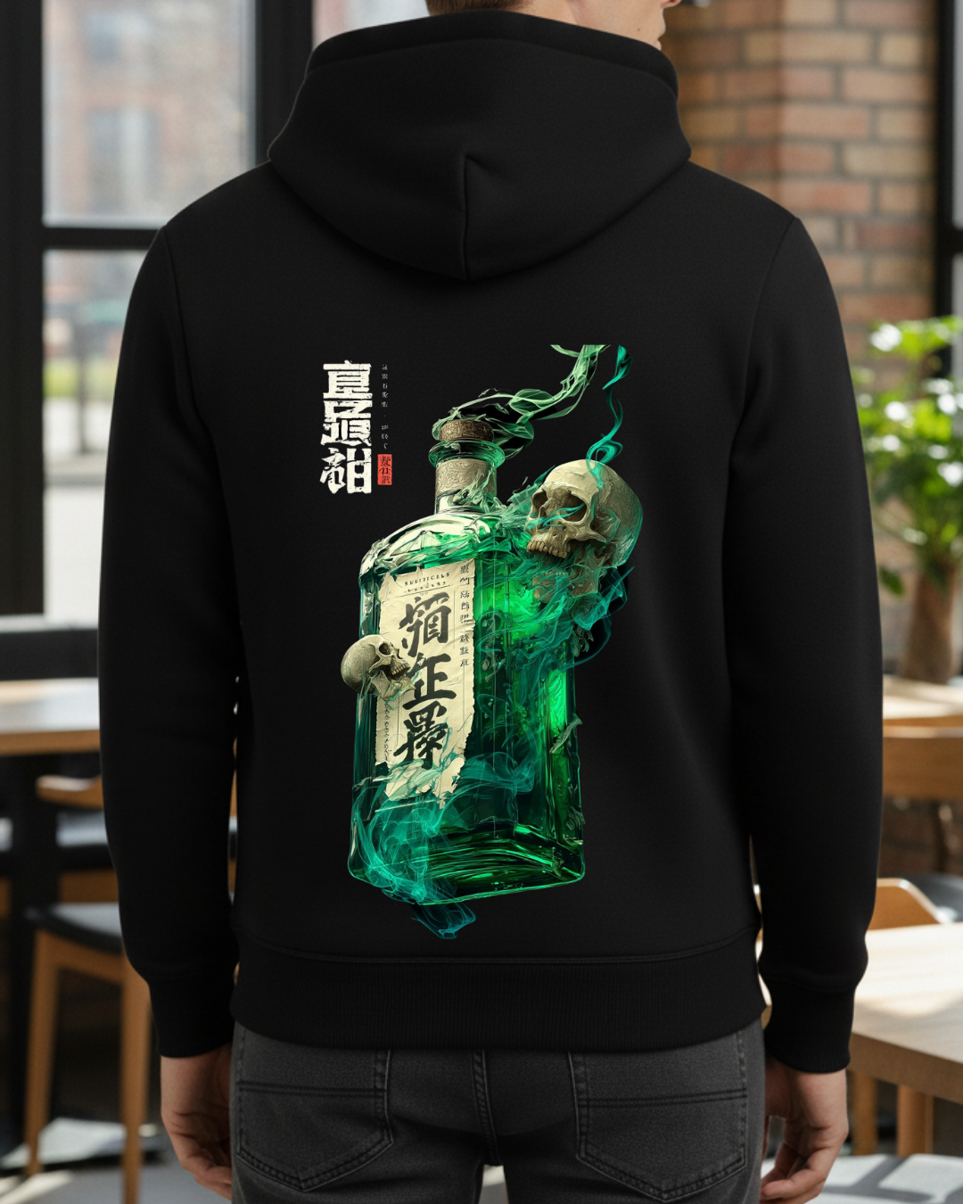 Yeşil Şişe ve Kuru Kafa Baskılı Sweatshirt - Görsel 14