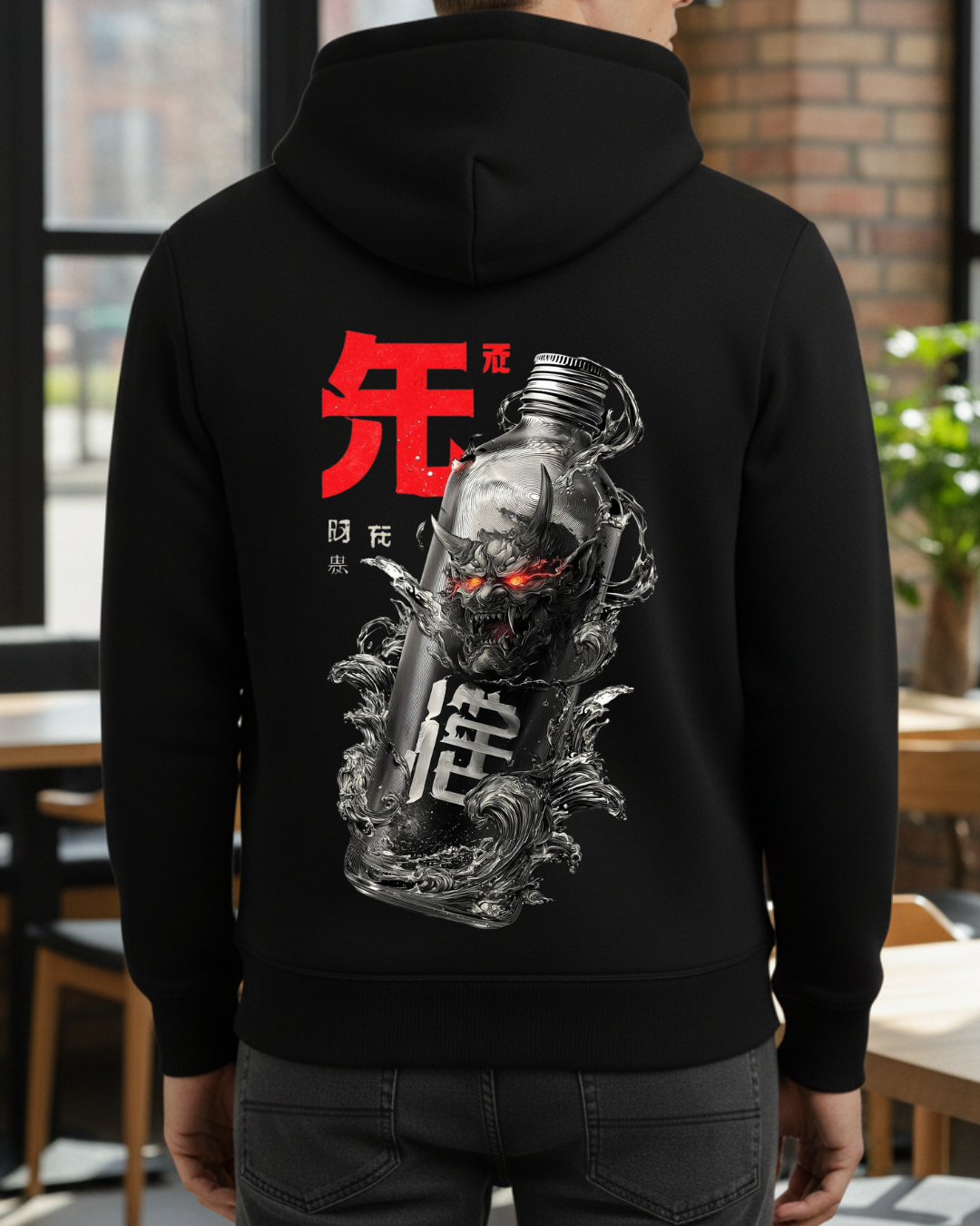 Şişede Şeytan Baskılı Sweatshirt - Görsel 7