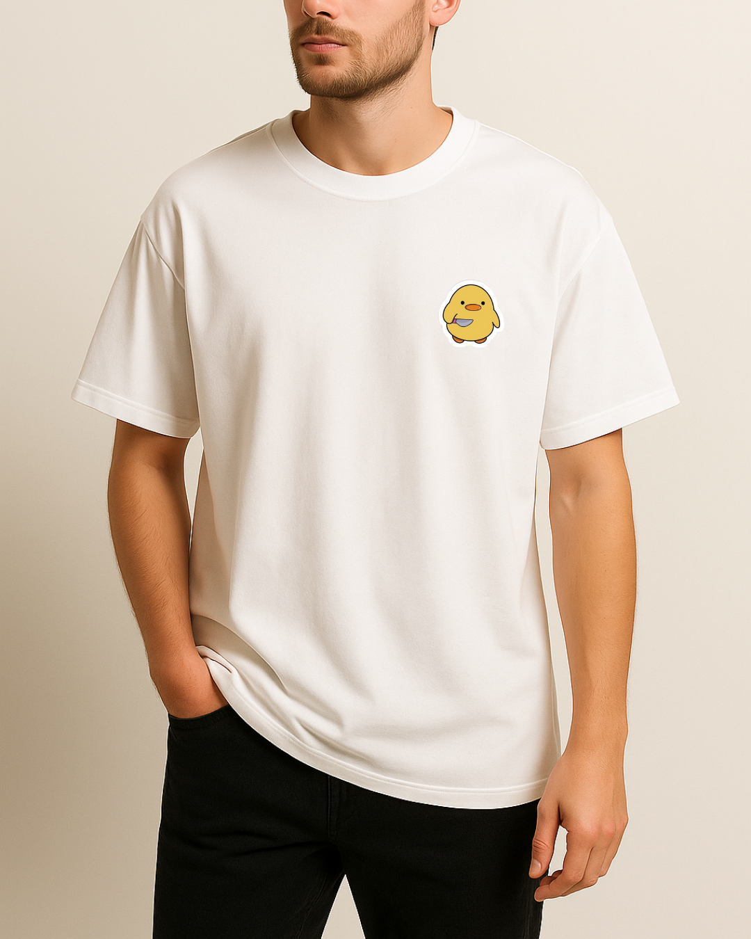 Katil Civciv Emojili Baskılı T-Shirt