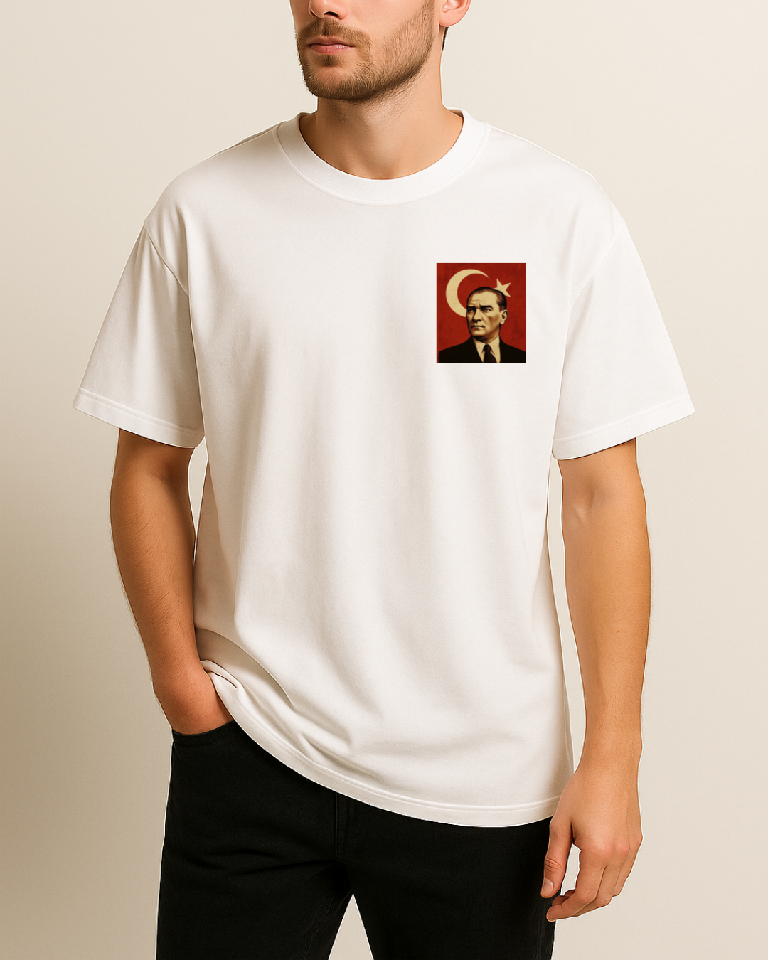 Atatürk Portresi Baskılı T-Shirt - Görsel 2