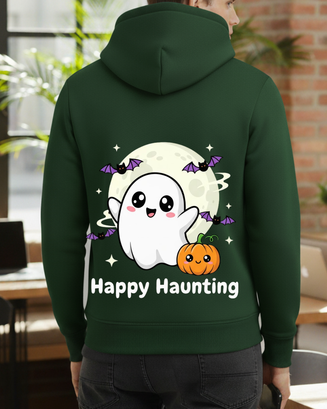 Happy Haunting Baskılı Hallowen Sweatshirt - Görsel 16