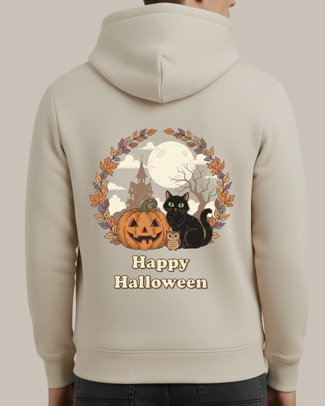 Happy Hallowen- Balkabağı/Kedi ve Baykuş Baskılı Sweatshirt - Görsel 3
