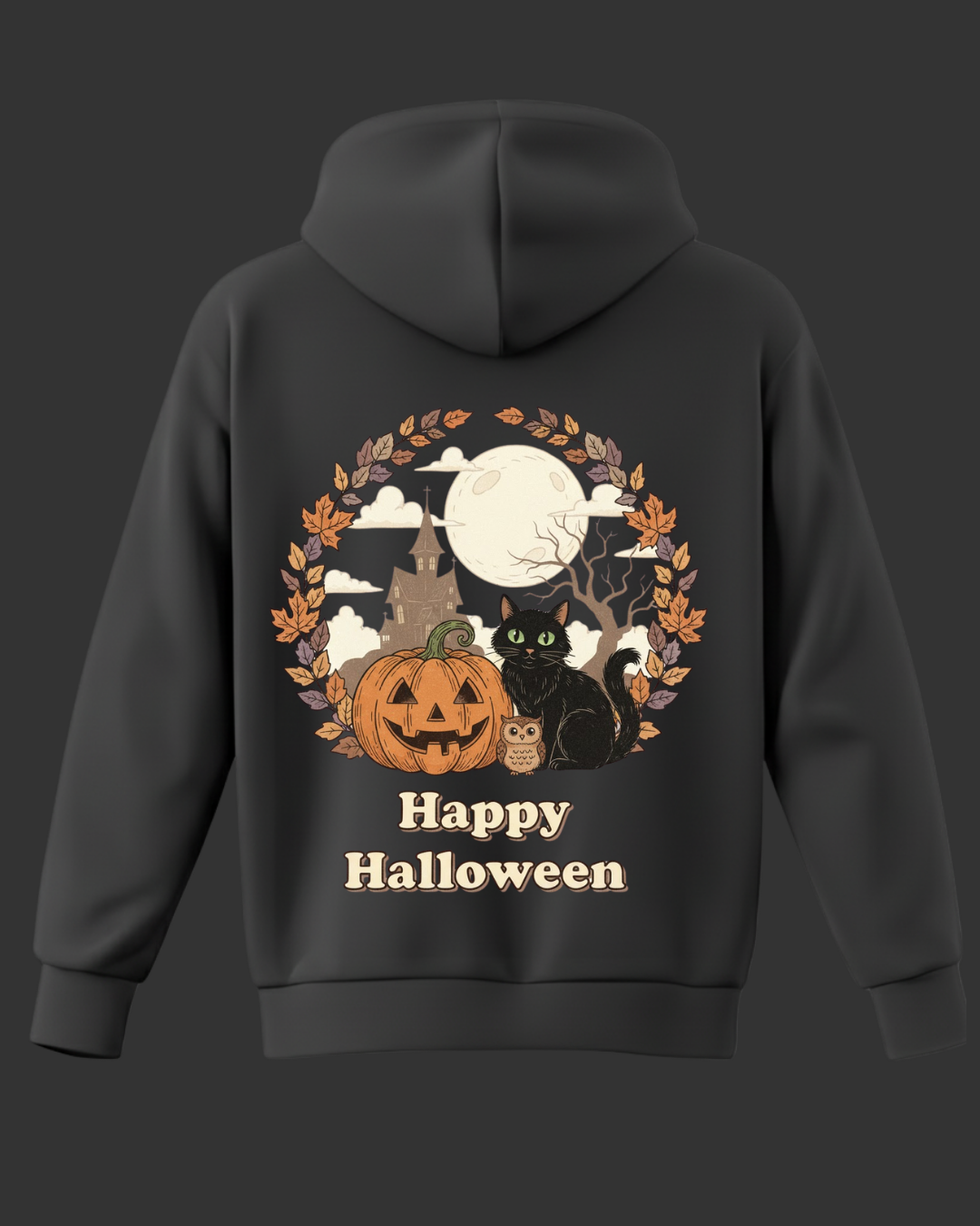 Happy Hallowen- Balkabağı/Kedi ve Baykuş Baskılı Sweatshirt - Görsel 7