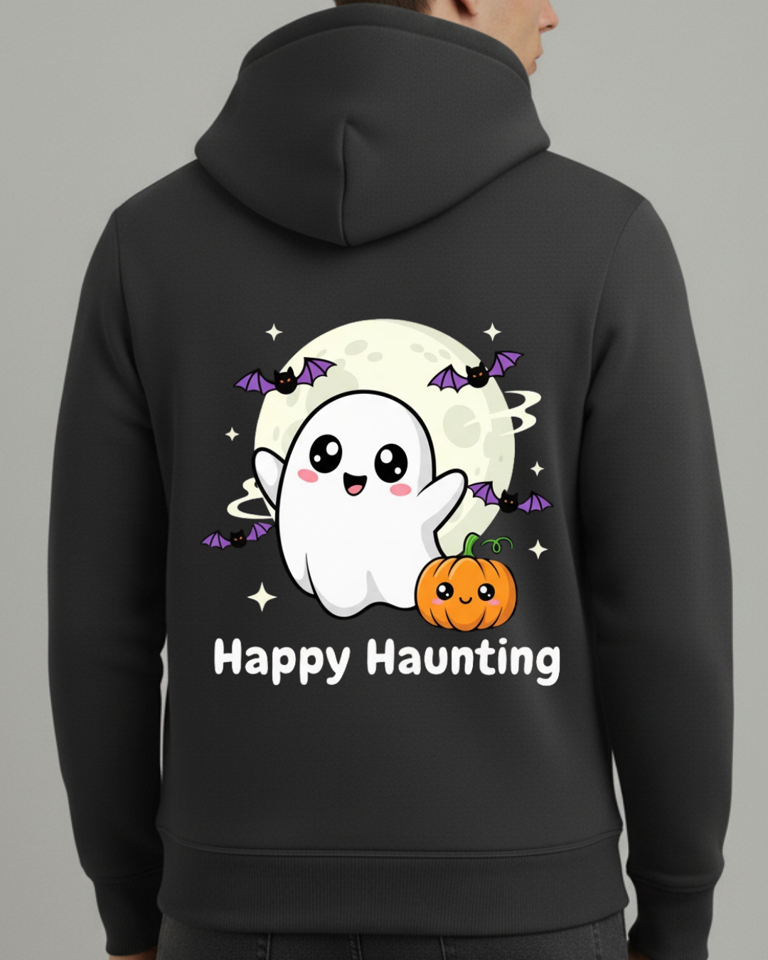 Happy Haunting Baskılı Hallowen Sweatshirt - Görsel 4