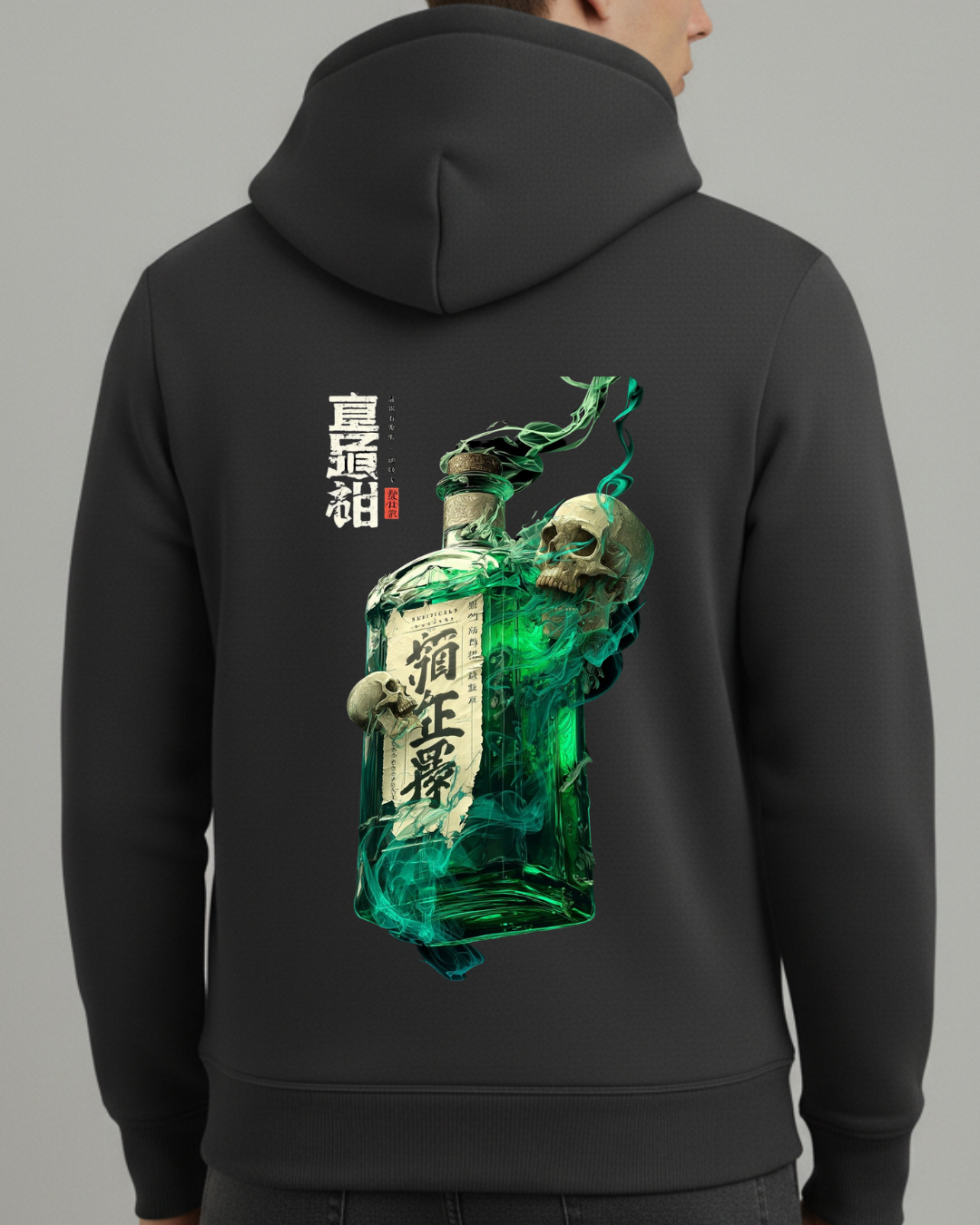 Yeşil Şişe ve Kuru Kafa Baskılı Sweatshirt - Görsel 9