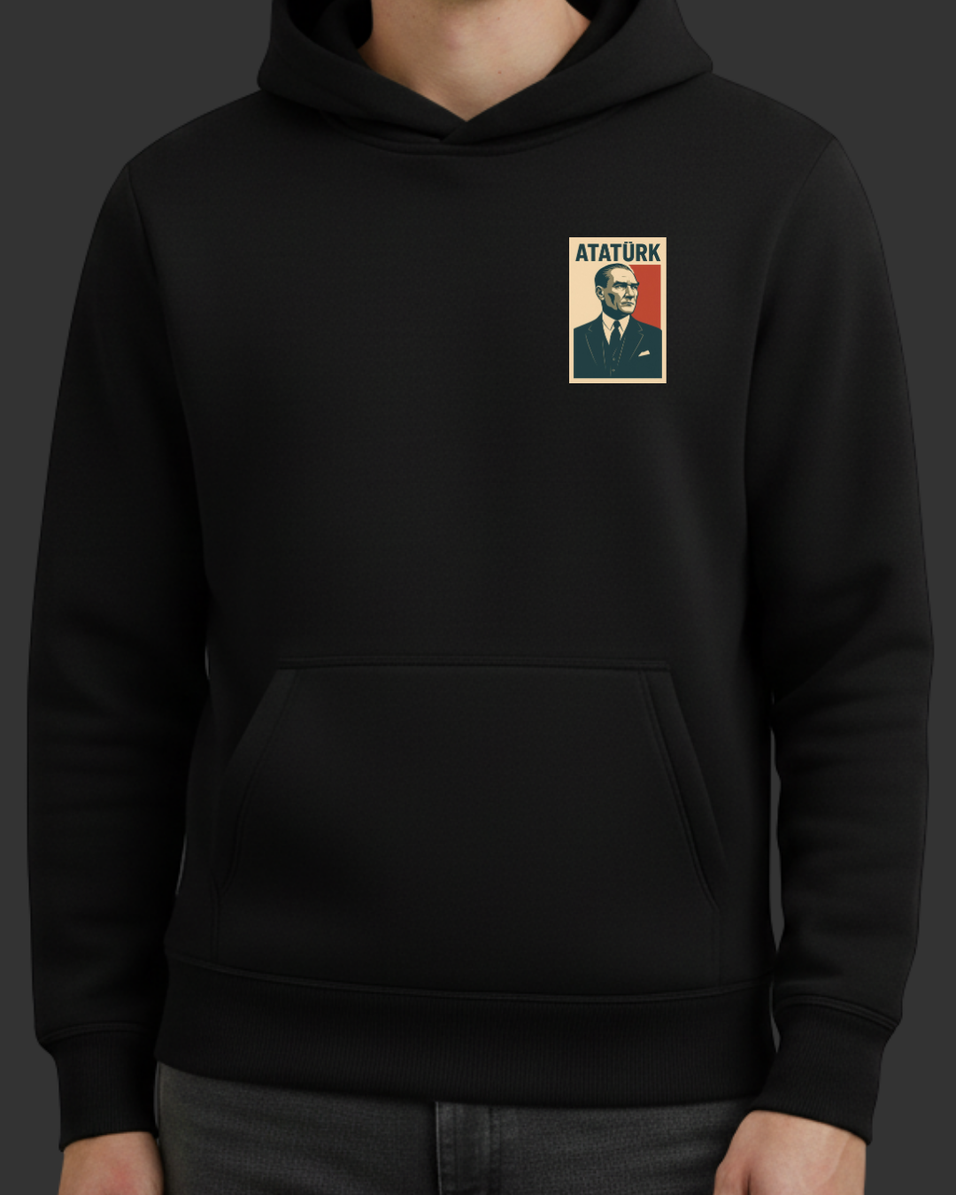 Retro Tarzı Atatürk Portresi Baskılı Sweatshirt - Görsel 3