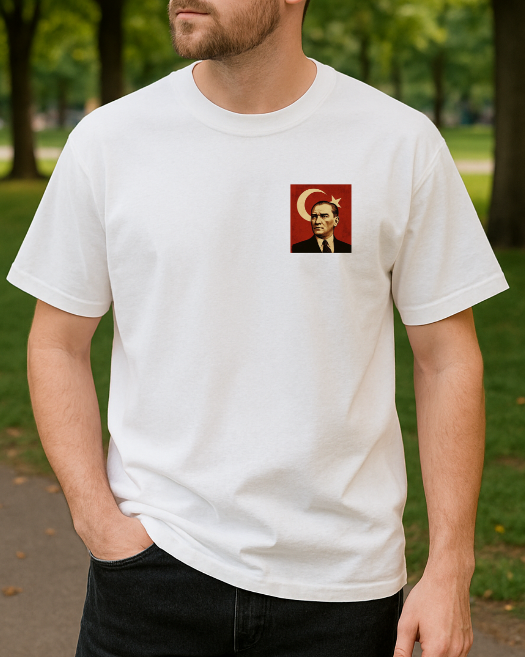 Atatürk Portresi Baskılı T-Shirt - Görsel 4