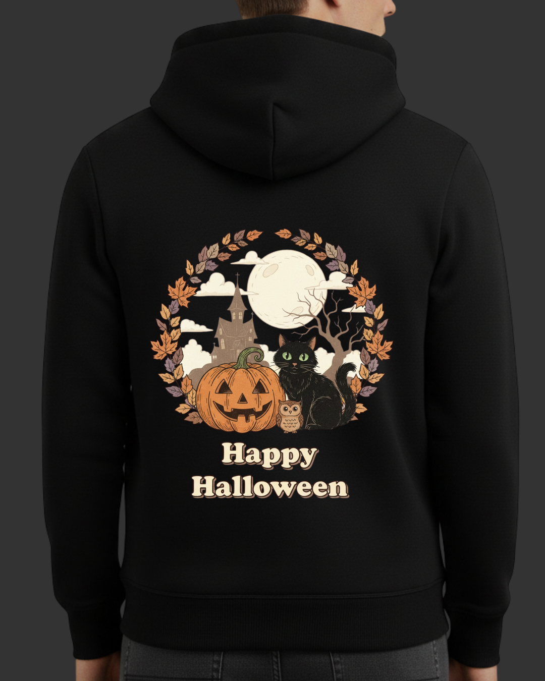 Happy Hallowen- Balkabağı/Kedi ve Baykuş Baskılı Sweatshirt - Görsel 15