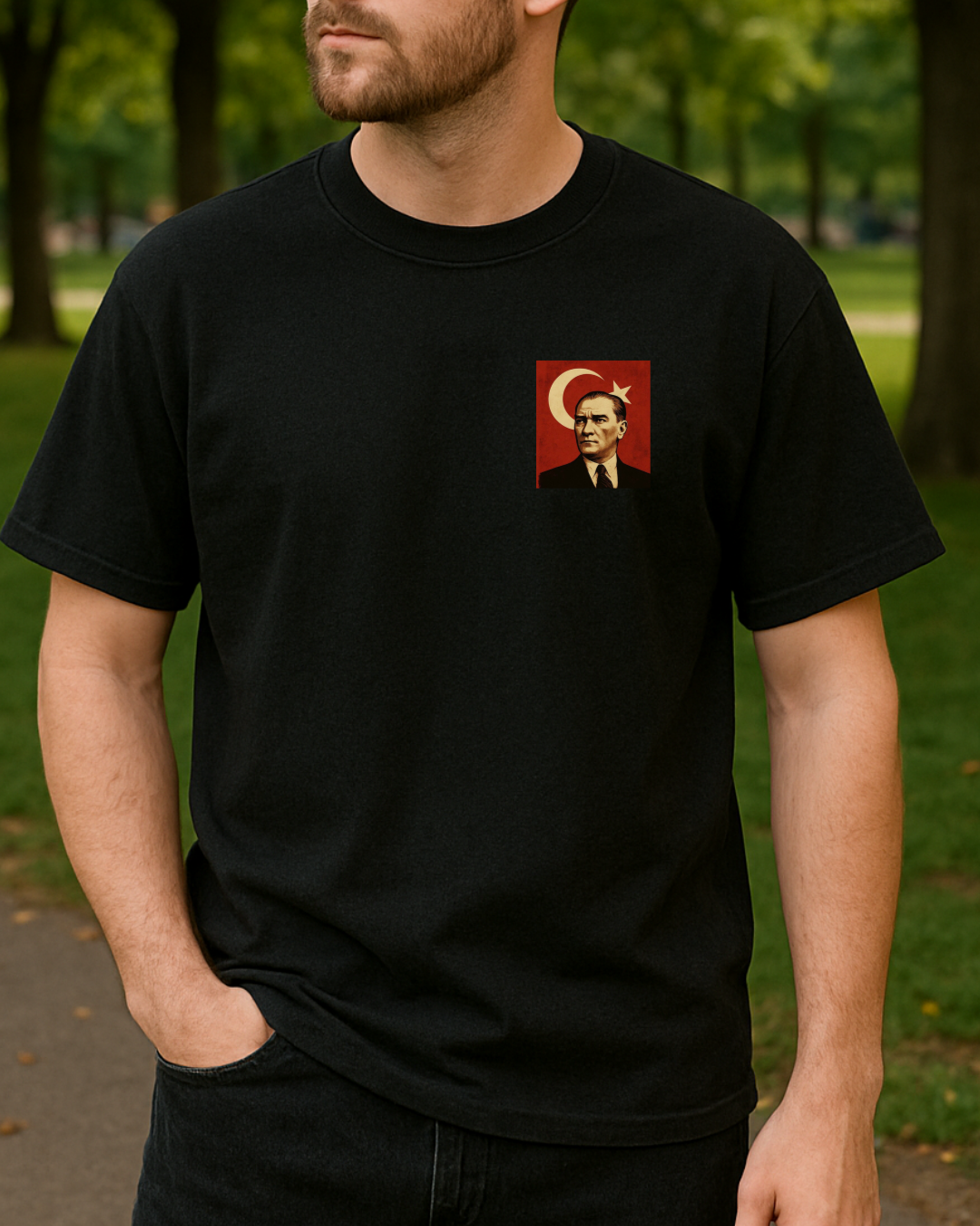 Atatürk Portresi Baskılı T-Shirt - Görsel 7