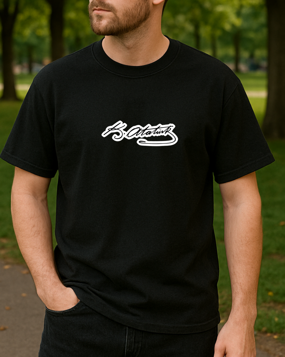 K. Atatürk İmzası Baskılı T-Shirt - Görsel 7