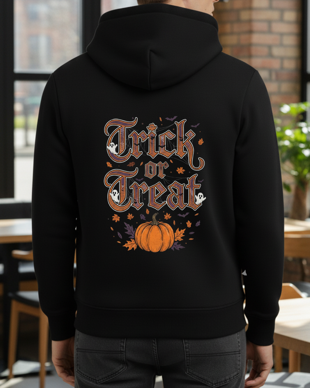 Trick or Treat Baskılı Hallowen Sweatshirt - Görsel 10