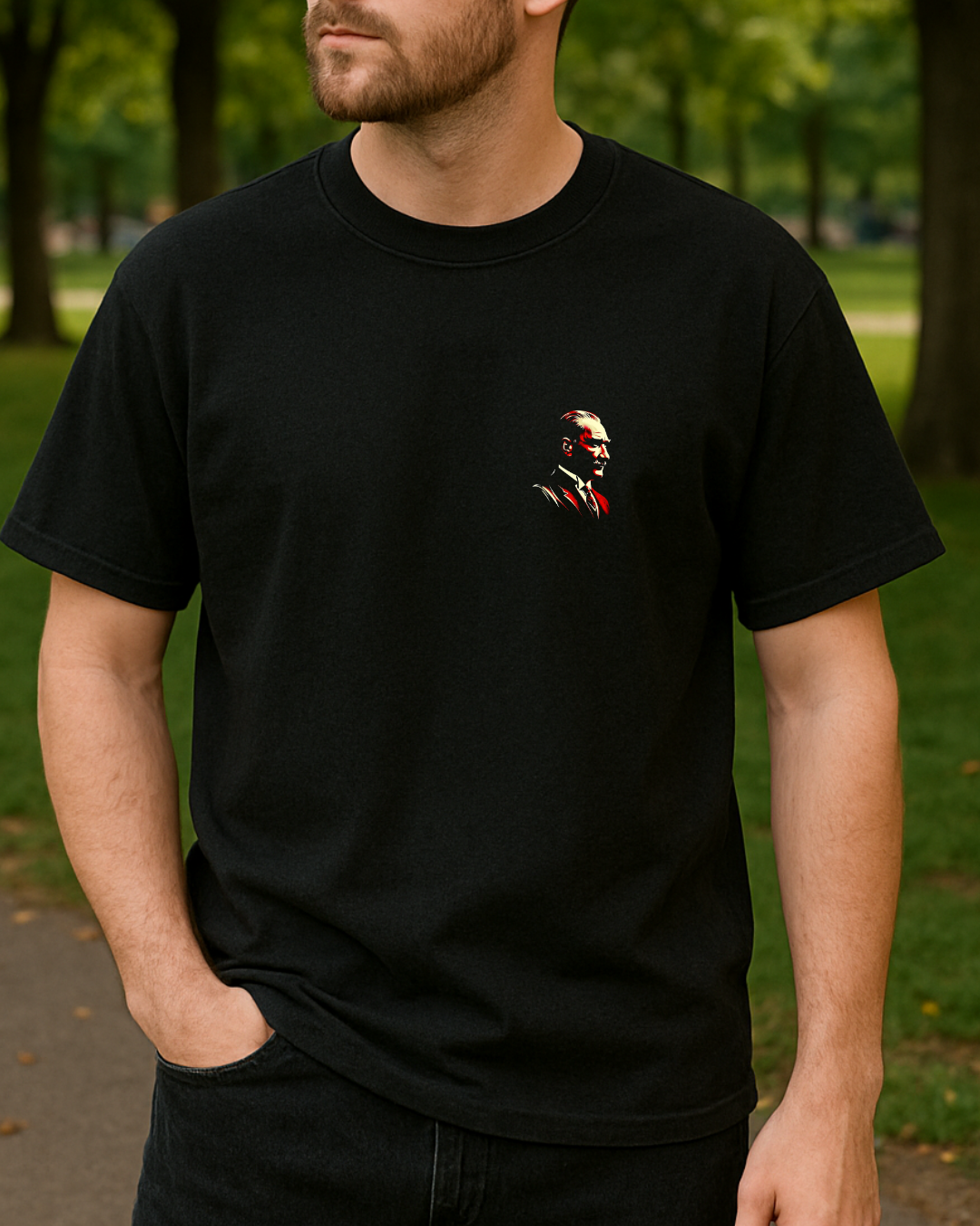 Atatürk Portresi Baskılı T-Shirt - Görsel 4