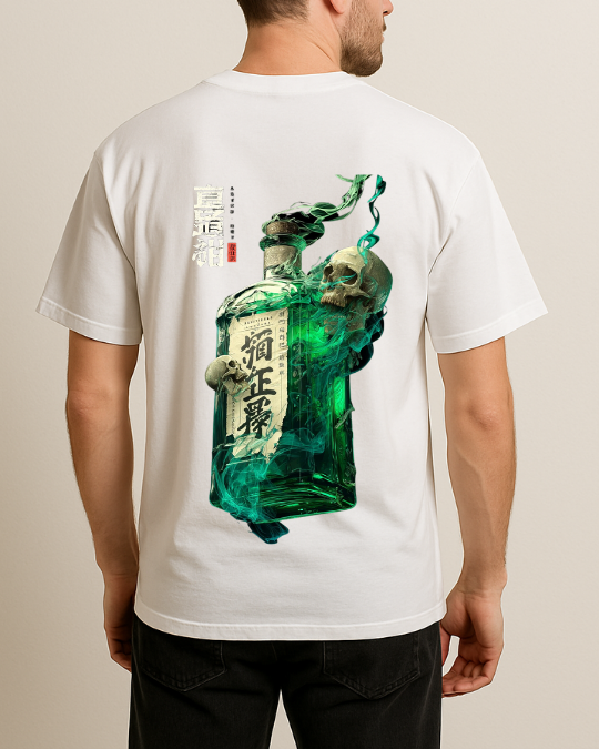 Yeşil Şişe ve Şeytan Baskılı  T-Shirt