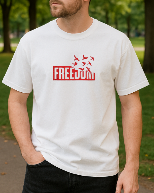 Freedom Uçan Kuşlar Baskılı T-Shirt - Görsel 4