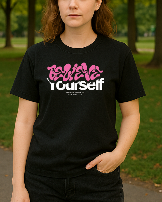 Believe Yourself Baskılı T-Shirt - Görsel 7