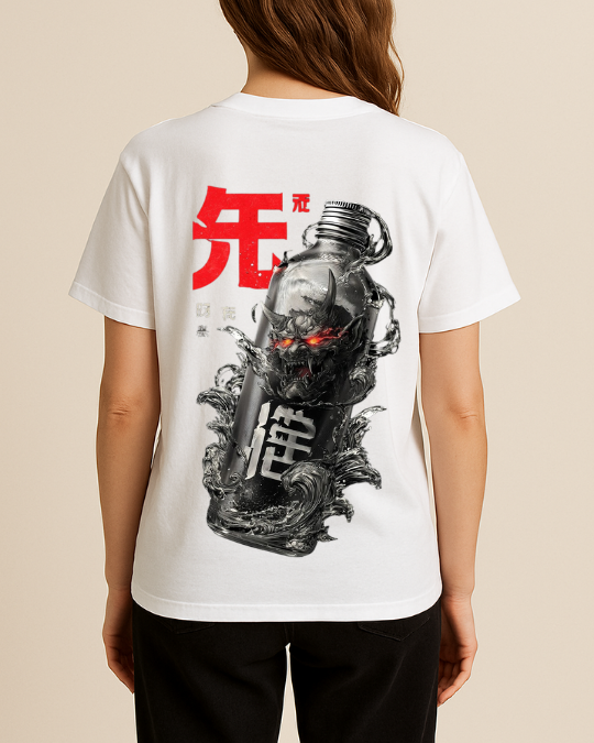 Şişede Şeytan Baskılı T-Shirt - Görsel 6