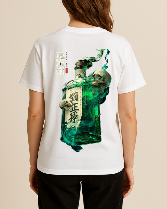 Yeşil Şişe ve Şeytan Baskılı  T-Shirt - Görsel 7