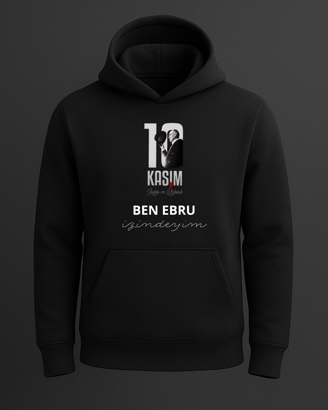 Kişiselleştirilebilir 10 Kasım Baskılı Kapişonlu