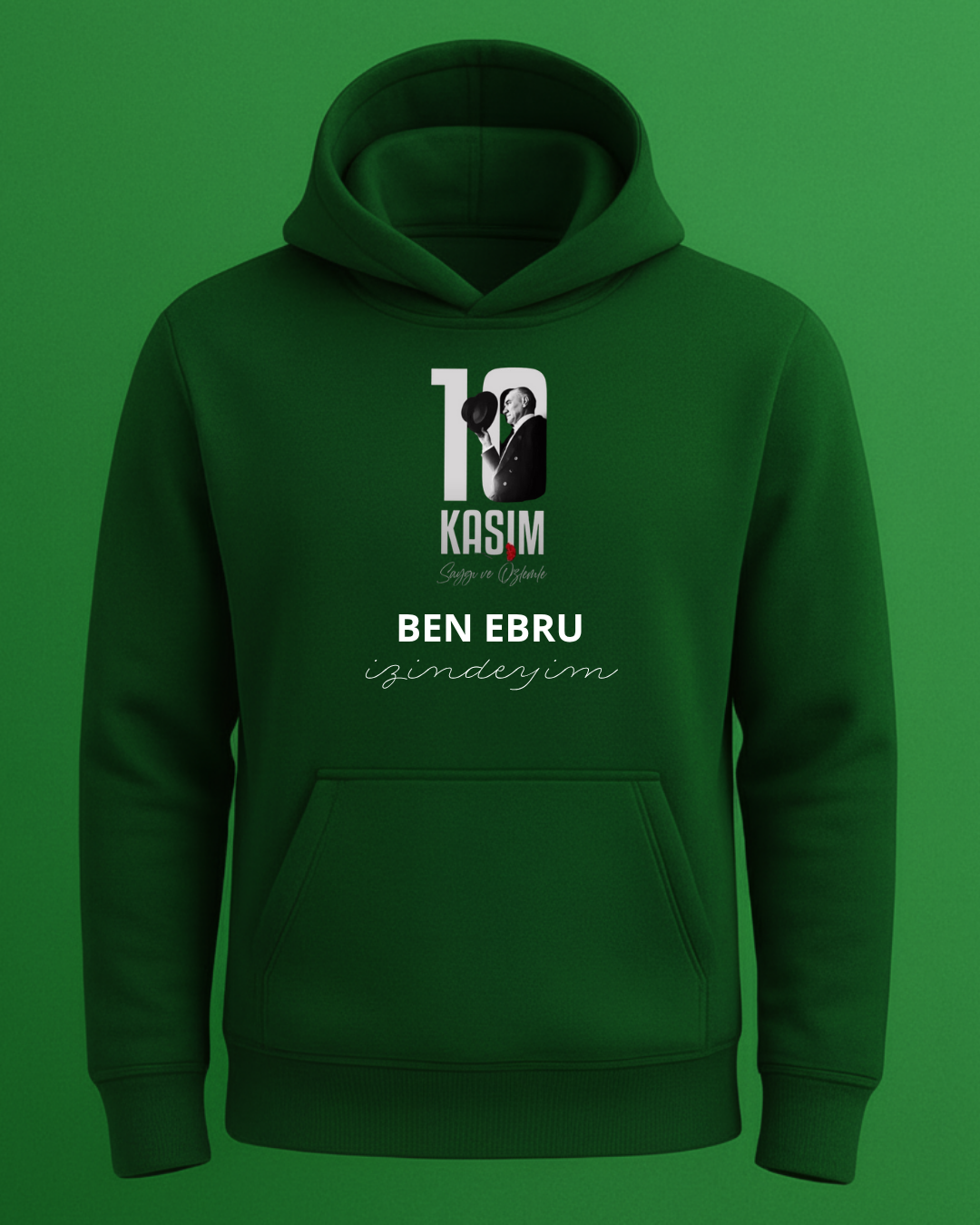 Kişiselleştirilebilir 10 Kasım Baskılı Kapişonlu - Görsel 3