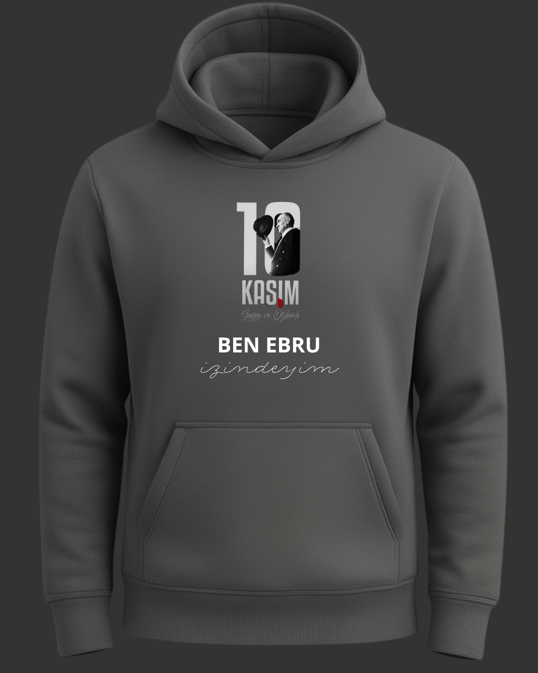 Kişiselleştirilebilir 10 Kasım Baskılı Kapişonlu - Görsel 2