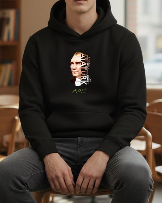 Atatürk Silüeti ve İmzası Baskılı Sweatshirt - Görsel 3
