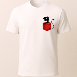 Sevimli İblis Cep Tasarımlı Baskılı T-Shirt