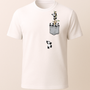 Pandalar Cep Tasarım Baskılı T-Shirt
