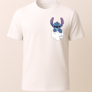 Stitch Cep Tasarım Baskılı T-Shirt