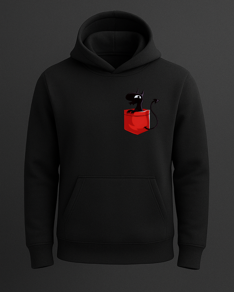 Sevimli İblis Cep Tasarımlı Baskılı Sweatshirt - Görsel 2