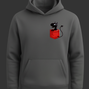 Sevimli İblis Cep Tasarımlı Baskılı Sweatshirt