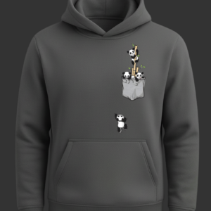 Pandalar Cep Tasarımlı Baskılı Sweatshirt