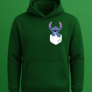 Stitch Cep Tasarım Baskılı Sweatshirt