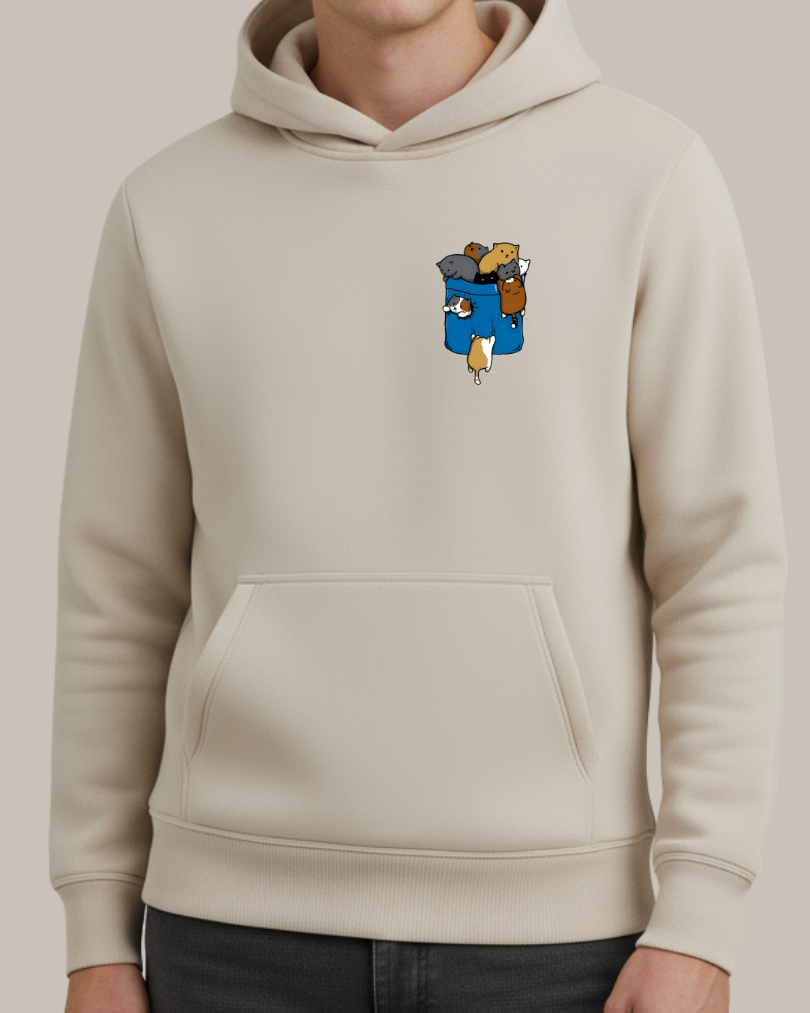 Kediler Cep Tasarımlı Baskılı Sweatshirt - Görsel 4