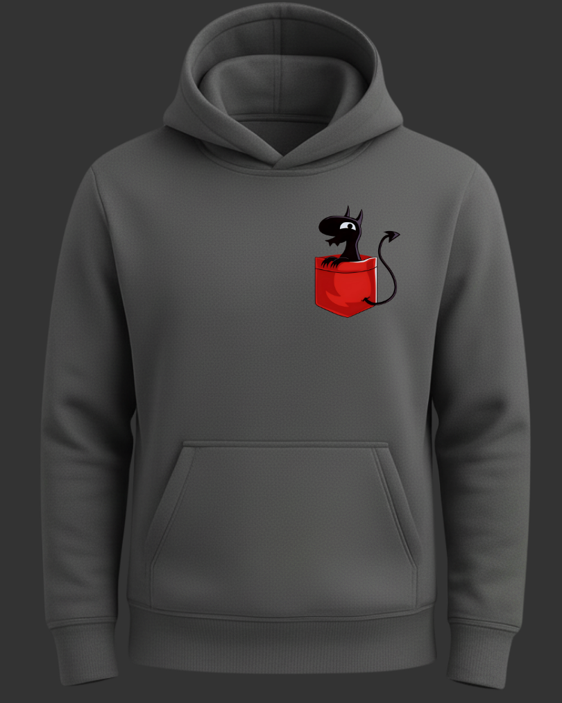 Sevimli İblis Cep Tasarımlı Baskılı Sweatshirt